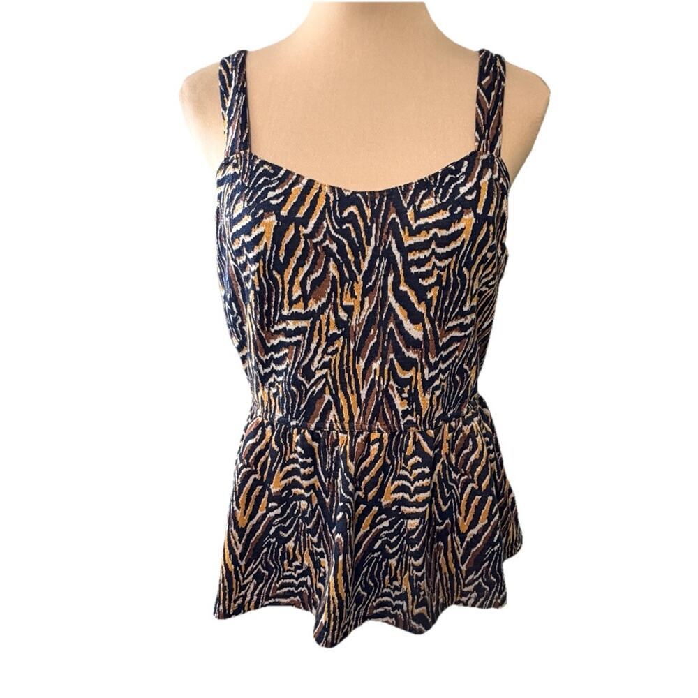 New ANTHROPOLOGIE Jaime Zebra Tiger Babydoll Tank Top Large Soft Boho‎ Stretch
